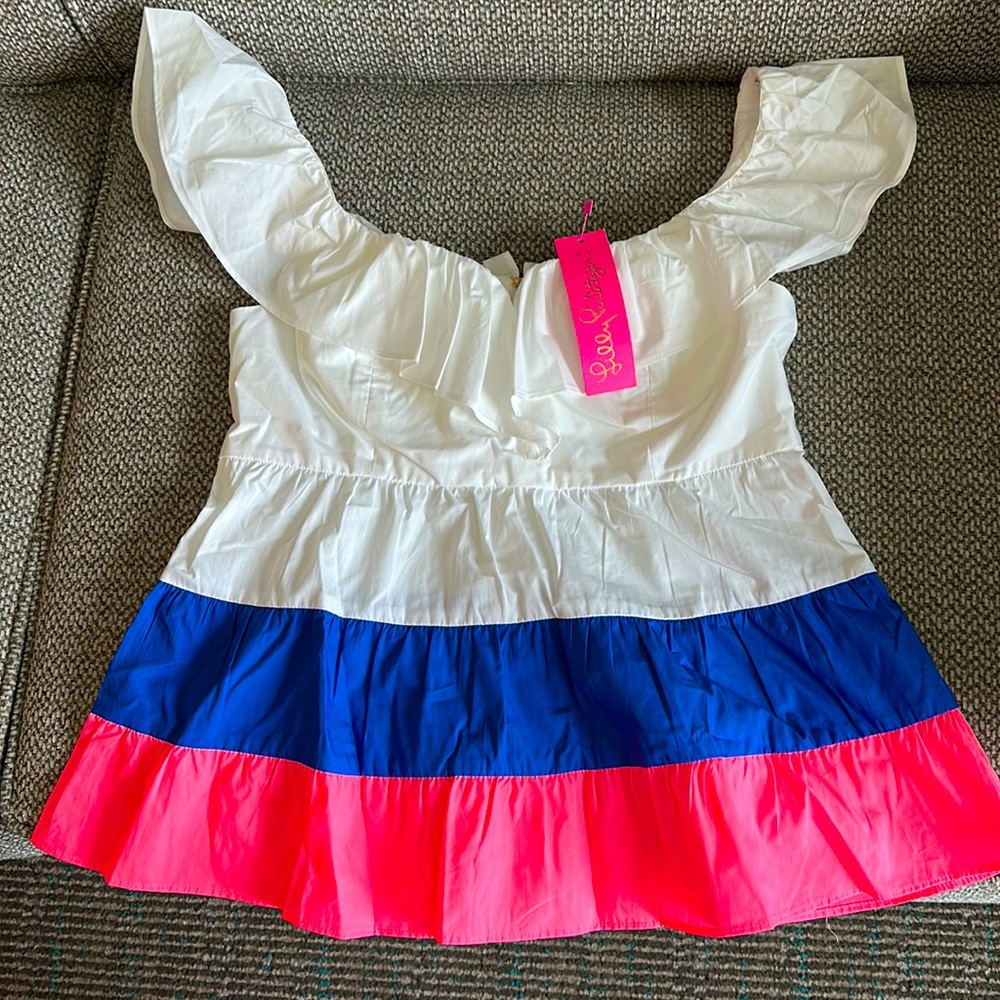 NWT lilly Pulitzer Emie Ruffle Top size 6